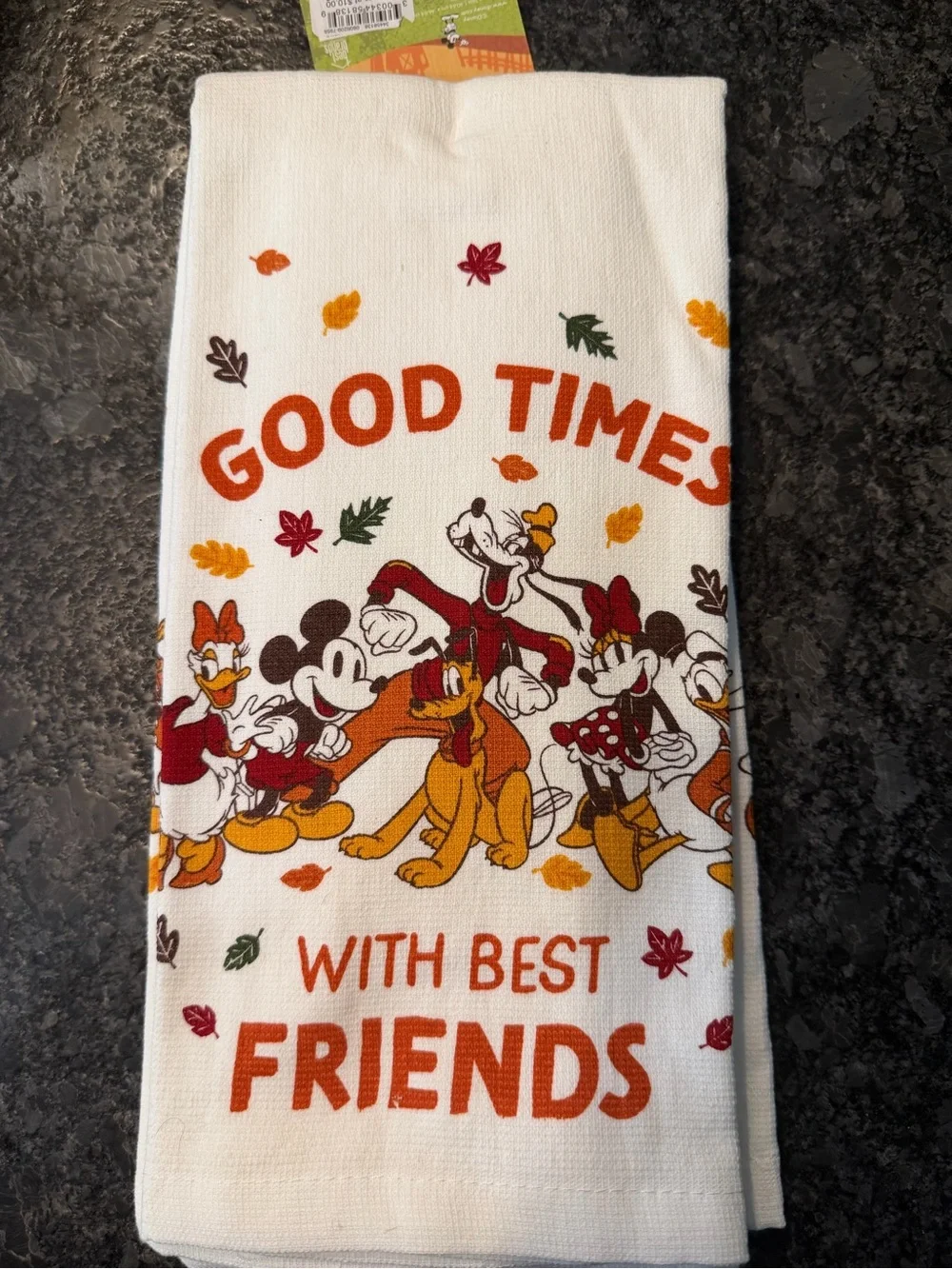 Disney 'Good Times with Best Friends' Fall Tea Towel - White/Orange